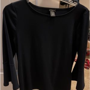 Ann Taylor navy blue long sleeve top. Bell shaped sleeves. Barely worn. Large